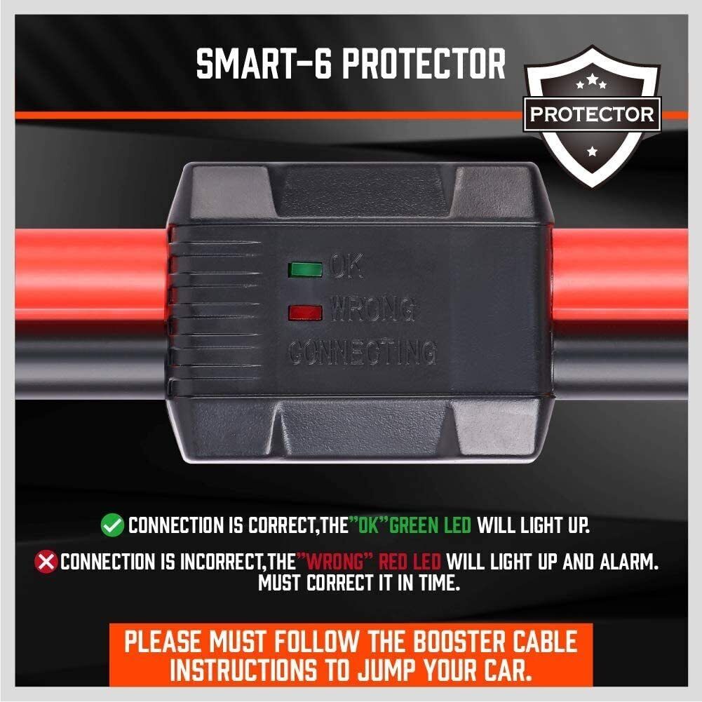 12FT Jumper Leads 3000AMP Heavy Duty Booster Cables Reverse Polarity Protection