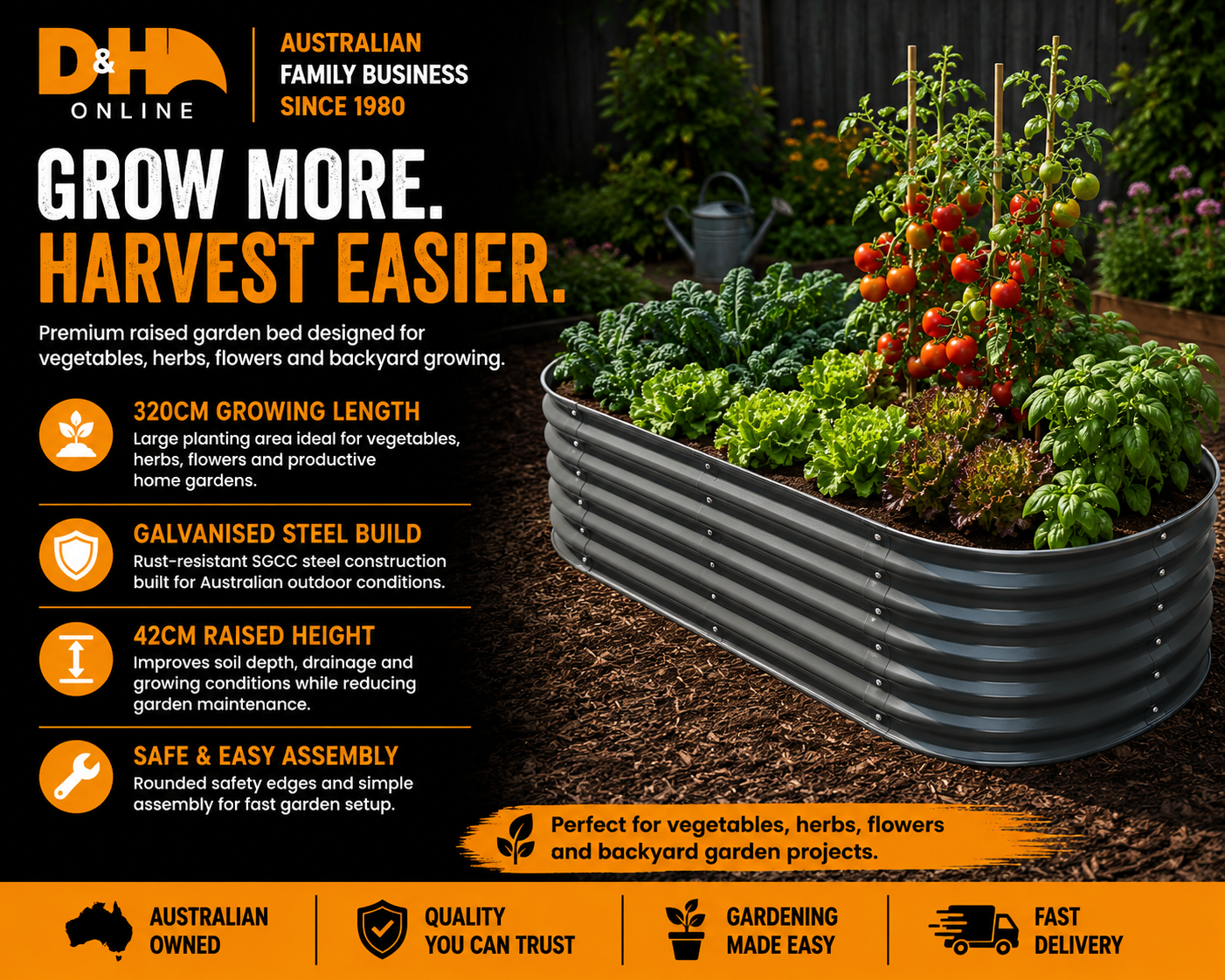 Greenfingers Garden Bed 320X80X42cm Oval Planter Box Raised Container Galvanised