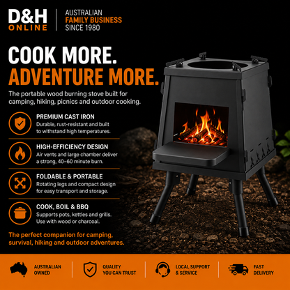 Grillz Portable Wood Burning Stove Fire Pit BBQ Camping Cooker