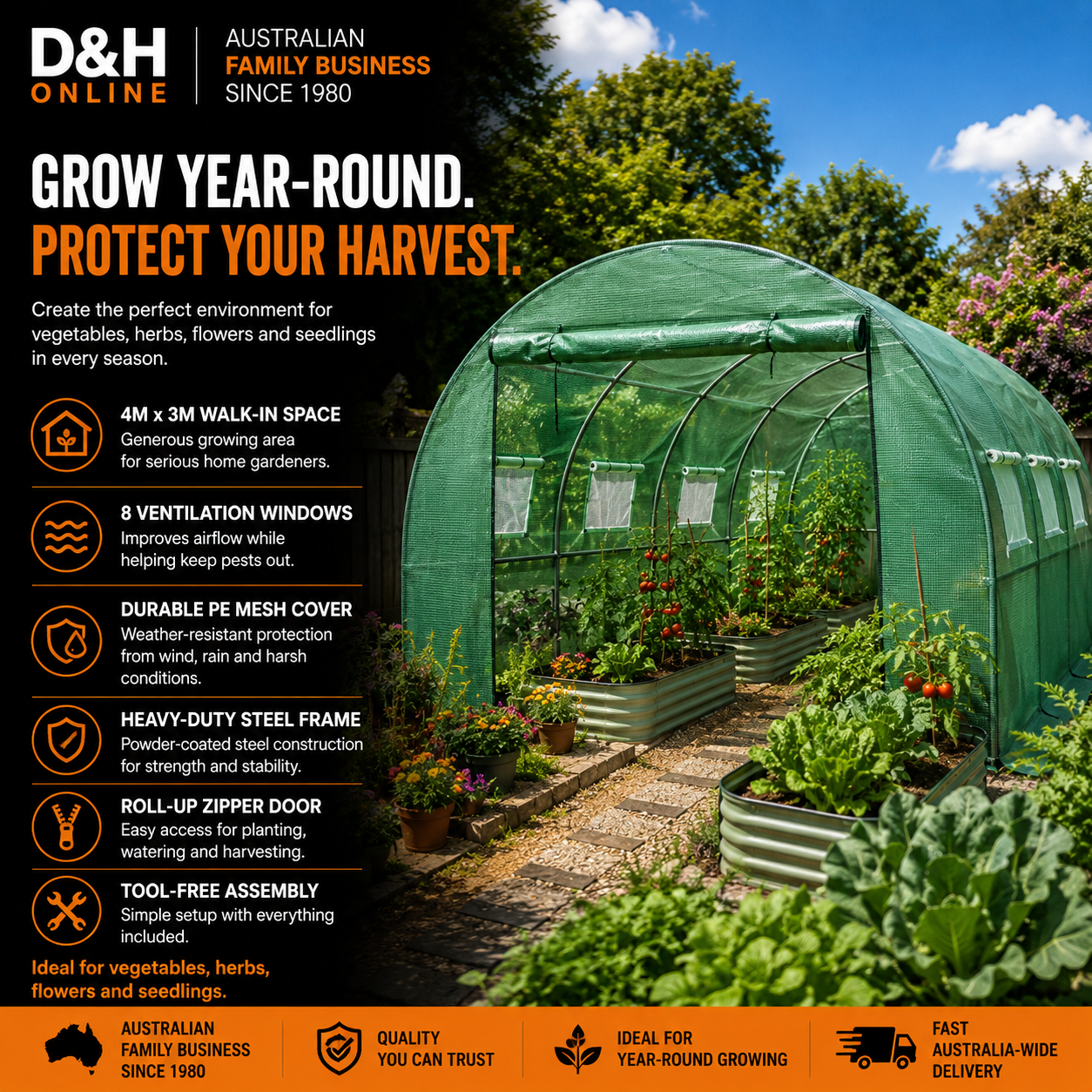 Greenfingers Walk In Tunnel Greenhouse 4x3x2M Garden Grow House