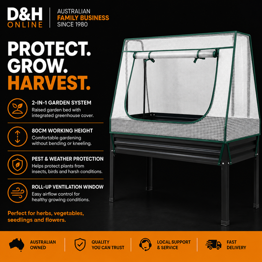 Green Fingers Elevated Garden Bed with Mini Greenhouse Cover – 116 x 60cm
