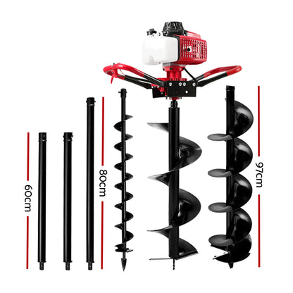 Giantz 80CC Post Hole Digger Petrol Motor Drill Extension Auger Bits