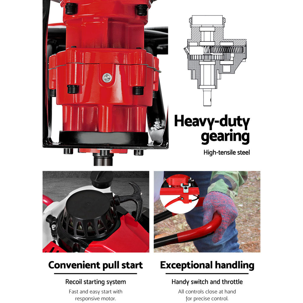 Giantz 80CC Post Hole Digger Petrol Motor Drill Extension Auger Bits