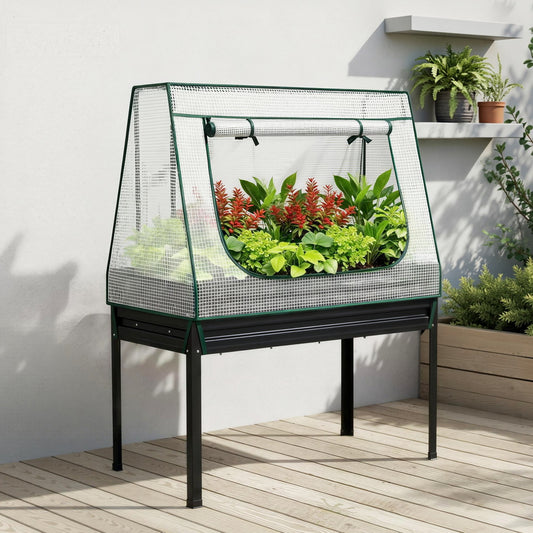 Green Fingers Elevated Garden Bed with Mini Greenhouse Cover – 116 x 60cm