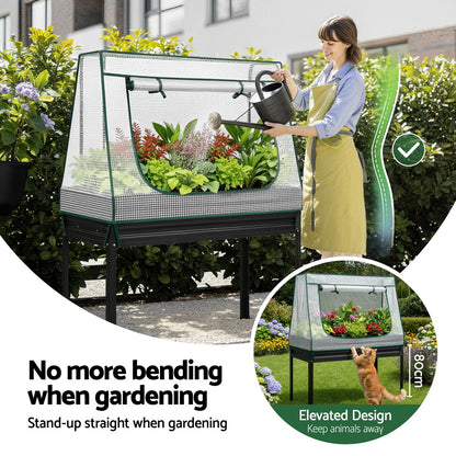 Green Fingers Elevated Garden Bed with Mini Greenhouse Cover – 116 x 60cm