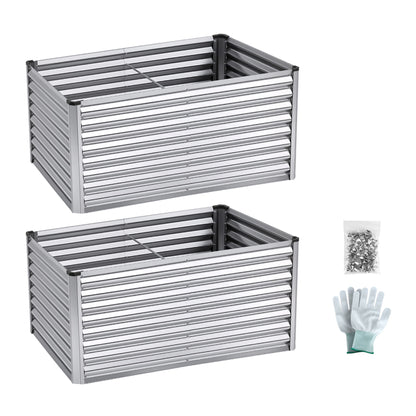 Green Fingers Raised Garden Bed 2 in 1 Modular Galvanised Planter Box Rust Resistant 240x80x60cm
