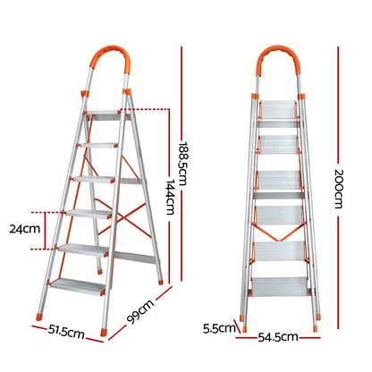 Giantz 6 Step Ladder Multi-Purpose Folding Aluminium Light Weight Non Slip Platform