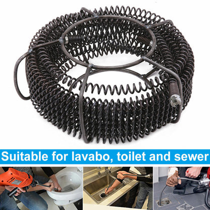 Plumber Drain Snake Pipe Metal Cleaner Pipeline Sewer 12M + 6 Drill Bit Tool DIY