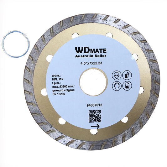 115mm Dry Wet Turbo Diamond Circular Saw Blade 4.5" Cutting Disc 20/22.3mm Tile