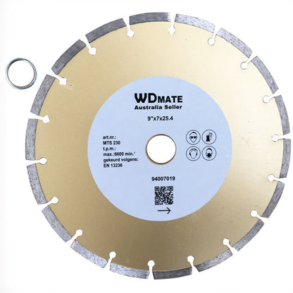 2x 230mm Diamond Cutting 2.6*7mm Dry Segment Circular Saw Blade 25.4/22mm Tile