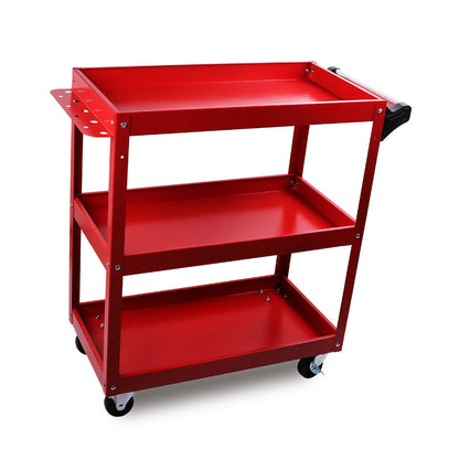 Red 3-Tier Tool Cart Trolley Toolbox Workshop Garage Storage 150KG Organizer Garage