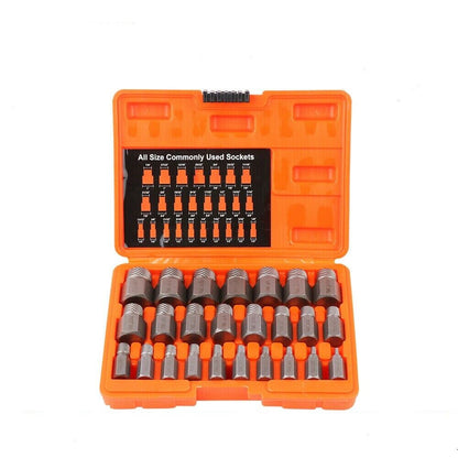 25Pc Screw Extractor Set Multi-Spline Easy Out Broken Bolt Remover Tool Hex Head