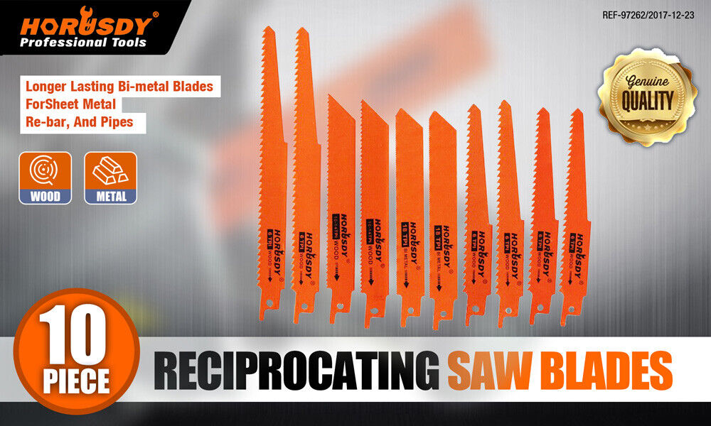 10Pc Reciprocating Saw Blades Set For Wood Metal Timber Demolition Cutting Tool