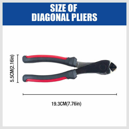 7" Flush Side Cutter Diagonal Cut Pliers Plastic Nippers Cutting Insulated Tool