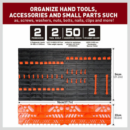 52Pc Wall Mounted Tool Storage Rack Wrench Spanner Holder Screwdriver Pliers New